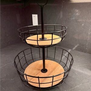 Threshold Black Metal and Wood Basket